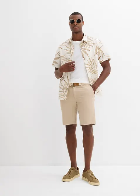 Stretch bermuda met riem, regular fit, bonprix