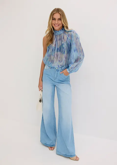 One-shoulder chiffon blouse, bonprix