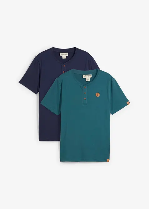Henley shirt van biologisch katoen (set van 2), bonprix