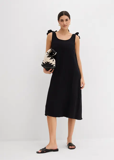 Jurk met spaghettibandjes van zachte mousseline, bonprix