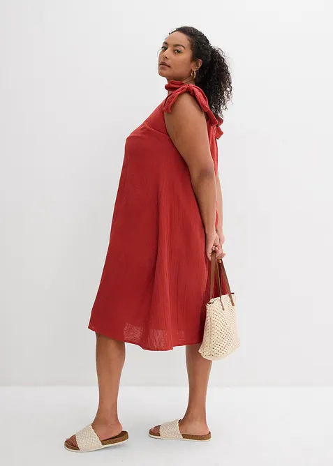 Jurk met spaghettibandjes van zachte mousseline, bonprix