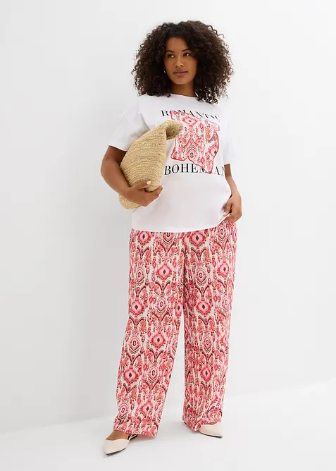 Slip-on broek van gestructureerd cr&ecirc;pe, bonprix