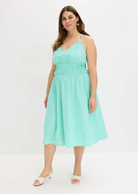 Jurk met spaghettibandjes van puur biologisch katoen, bonprix