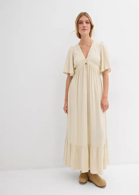 Maxi jurk met strokenrok van soepele viscose, bonprix