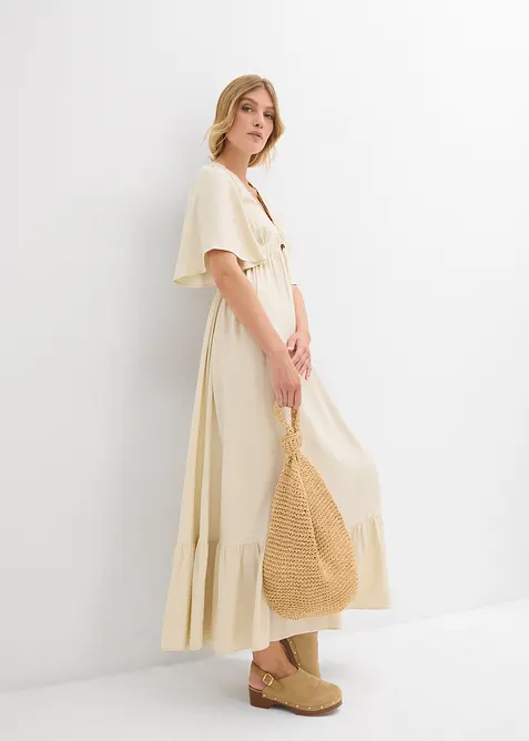 Maxi jurk met strokenrok van soepele viscose, bonprix