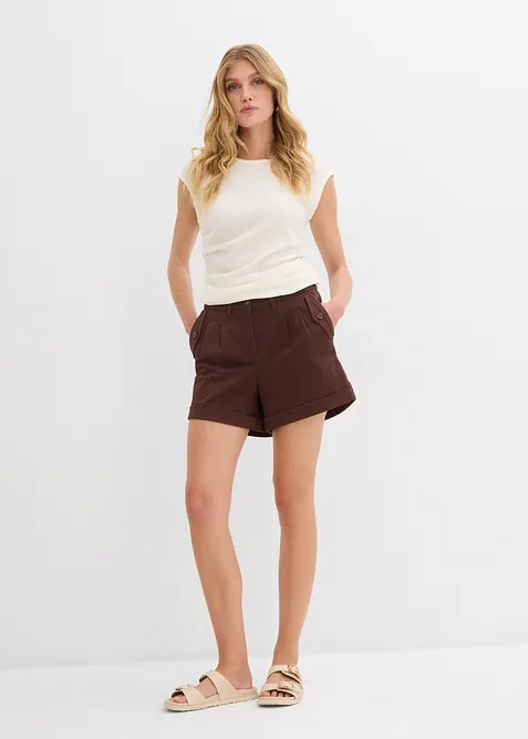 Twill short met hoge tailleband, bonprix