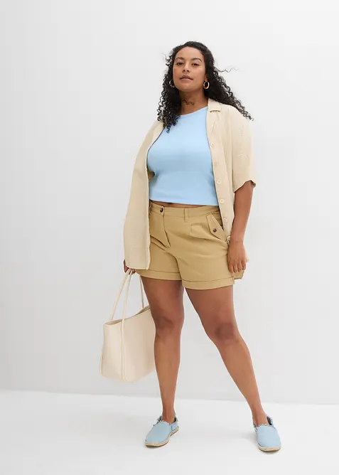 Twill short met hoge tailleband, bonprix