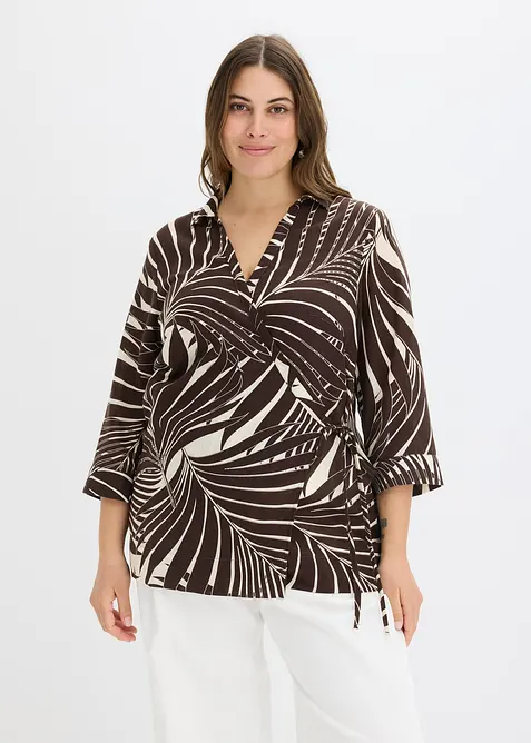 Kimono blouse in linnen look, bonprix