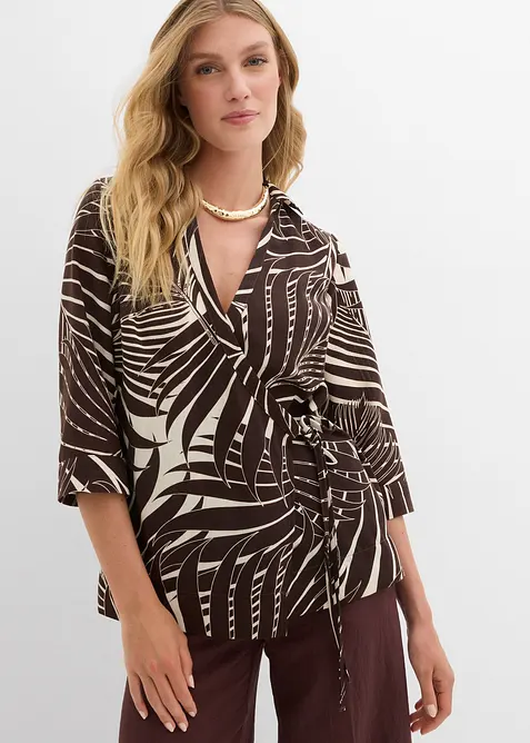 Kimono blouse in linnen look, bonprix