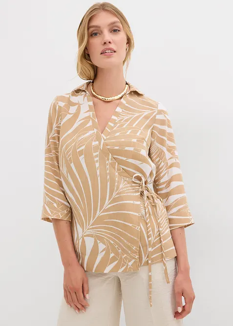 Kimono blouse in linnen look, bonprix