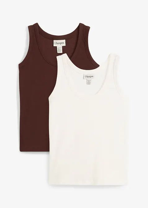 Geribde tanktop met biologisch katoen (set van 2), bonprix