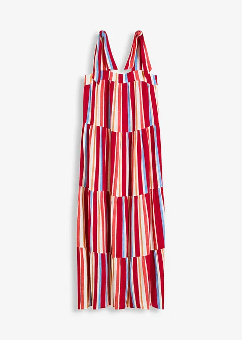 Gestreepte jurk met spaghettibandjes van gestructureerde viscose, bonprix