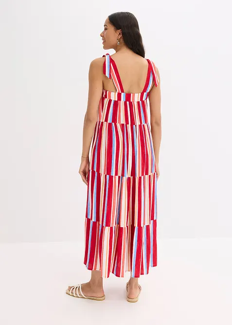 Gestreepte jurk met spaghettibandjes van gestructureerde viscose, bonprix