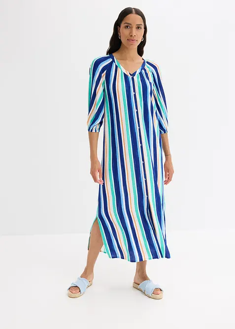 Gestreepte kaftan jurk van gestructureerde viscose, bonprix