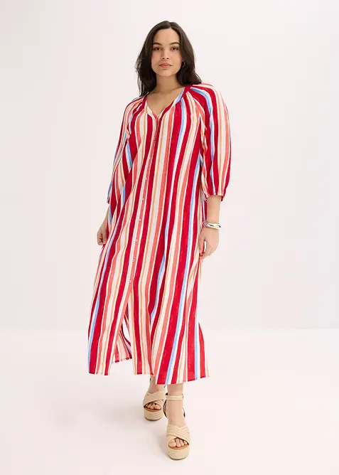 Gestreepte kaftan jurk van gestructureerde viscose, bonprix