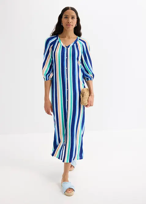 Gestreepte kaftan jurk van gestructureerde viscose, bonprix