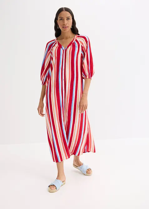 Gestreepte kaftan jurk van gestructureerde viscose, bonprix