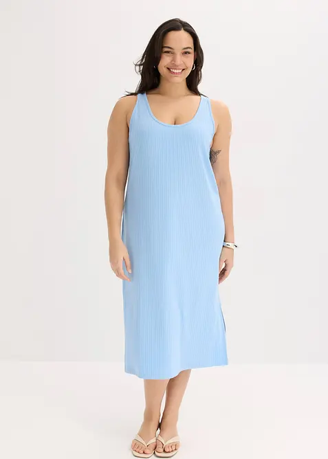 Midi jurk van zacht ribmateriaal, bonprix