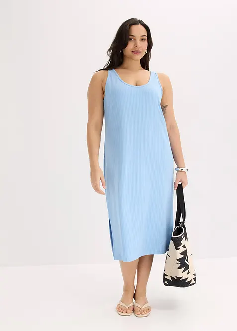 Midi jurk van zacht ribmateriaal, bonprix