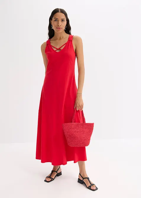 Jurk met spaghettibandjes van biologisch katoen, bonprix