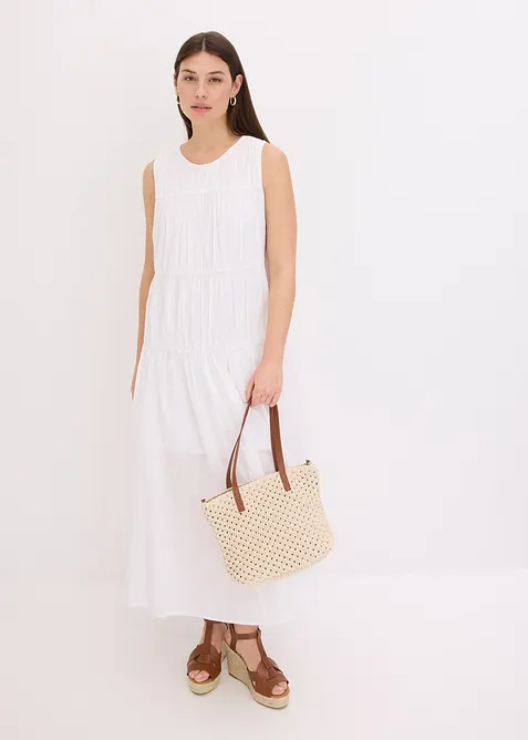 Maxi jurk van katoen met plooitjes, bonprix