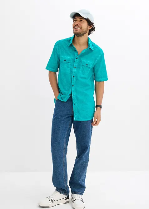 Overhemd met korte mouwen in washed out look, bonprix
