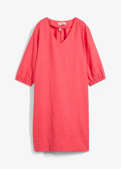 Korte jurk van puur linnen, 3/4 mouw, bonprix