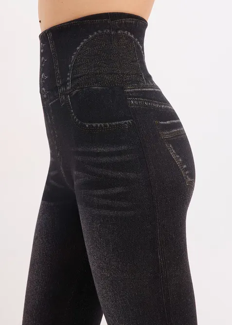 Corrigerende naadloze legging in denim look, sterk corrigerend, bonprix