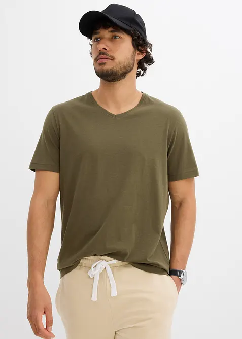 T-shirt met V-hals (set van 3), bonprix