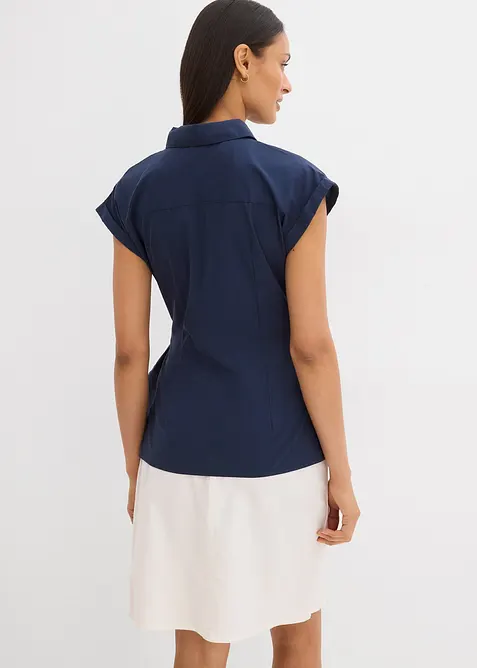 Blouse met korte mouwen en ceintuur, bonprix