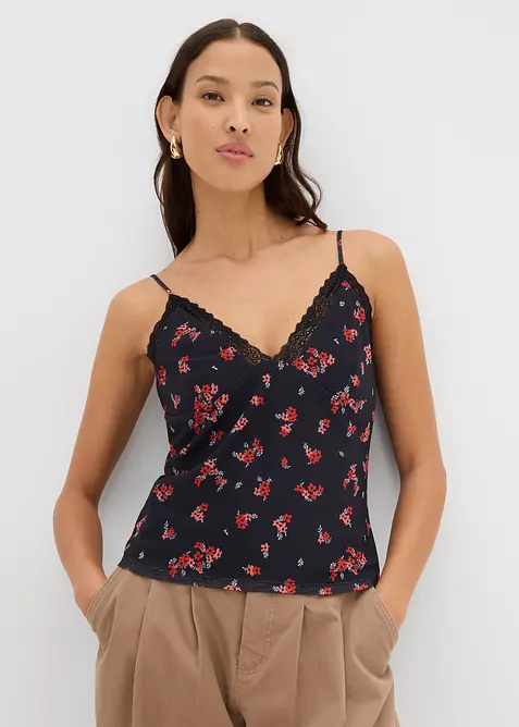 Spaghetti top van mesh, bonprix