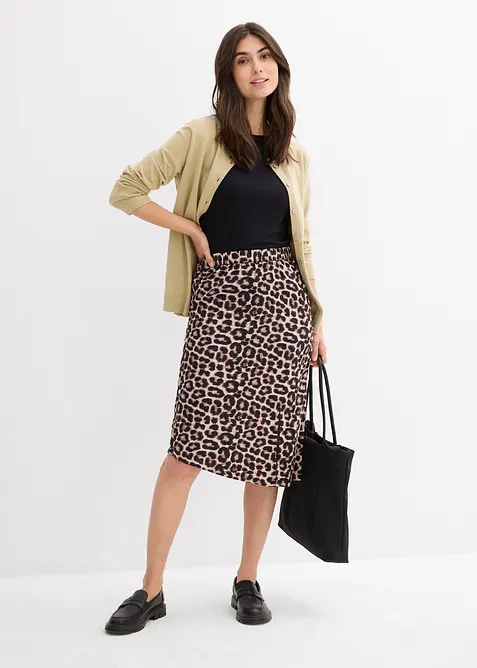 Rok met luipaardprint en split, bonprix