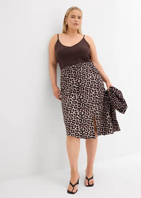 Rok met luipaardprint en split, bonprix