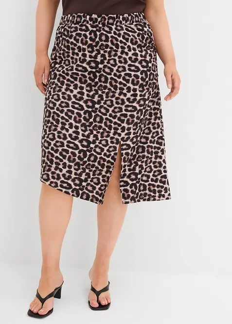Rok met luipaardprint en split, bonprix