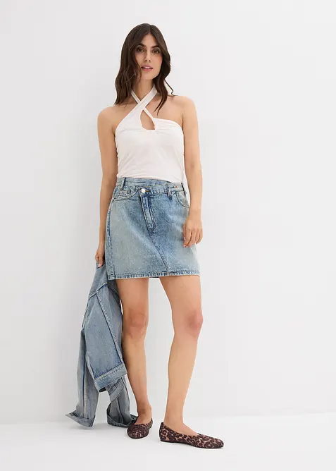 Spijkerrok met een asymmetrische band, bonprix