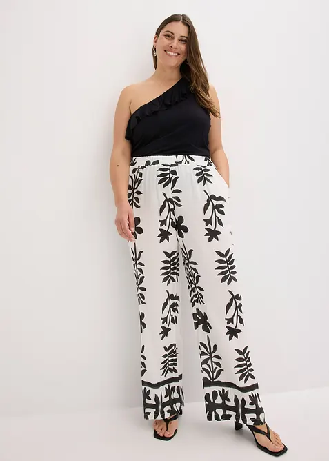 Gedessineerde broek van soepele viscose, bonprix