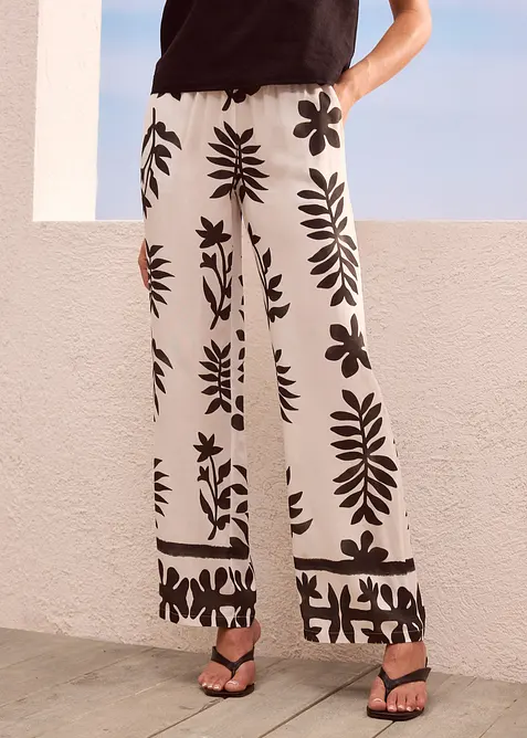 Gedessineerde broek van soepele viscose, bonprix