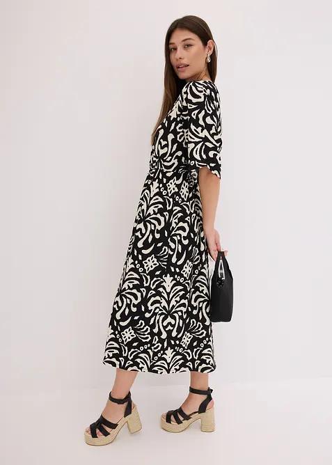 Gedessineerde jersey jurk, bonprix