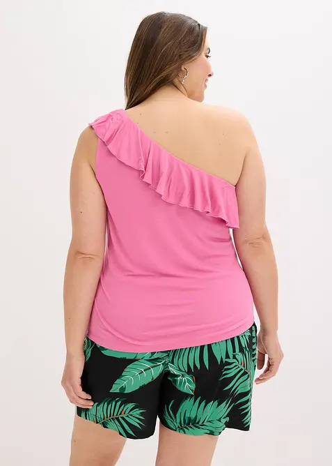 One shoulder top met volant in een zachte viscosemix, bonprix
