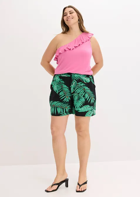 One shoulder top met volant in een zachte viscosemix, bonprix