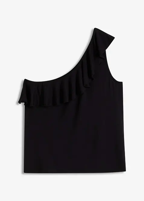 One shoulder top met volant in een zachte viscosemix, bonprix