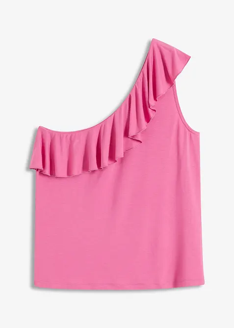 One shoulder top met volant in een zachte viscosemix, bonprix