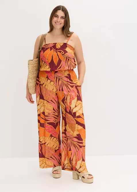 Gedessineerde jumpsuit van soepele viscose, bonprix