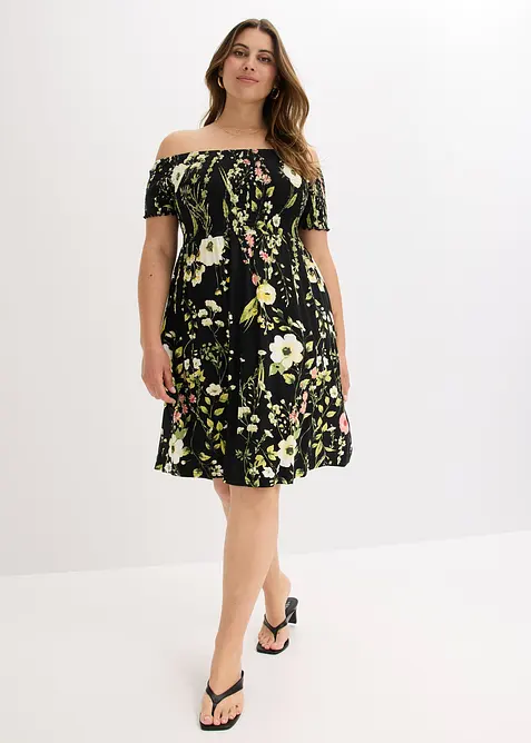 Carmen jurk in een zachte viscosemix, bonprix