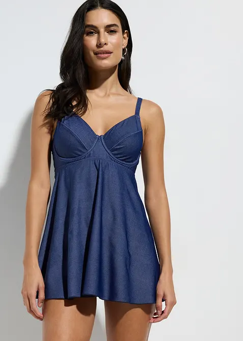 Lange tankini in jeanslook (2-dlg. set), bonprix