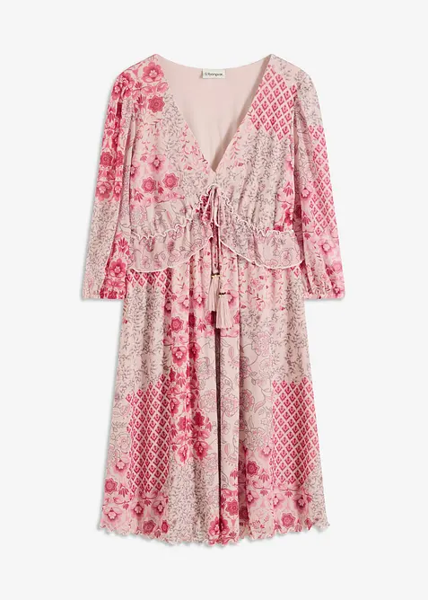 Gedessineerde tuniekjurk in mesh, bonprix