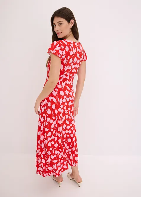 Gebloemde jersey jurk in een zachte viscosemix, bonprix