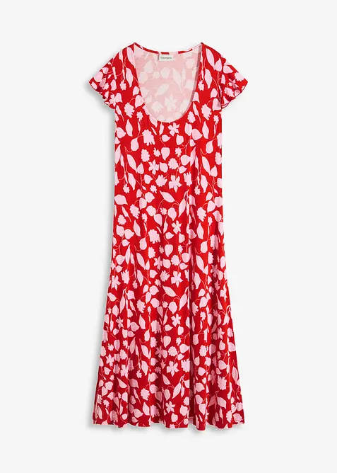 Gebloemde jersey jurk in een zachte viscosemix, bonprix