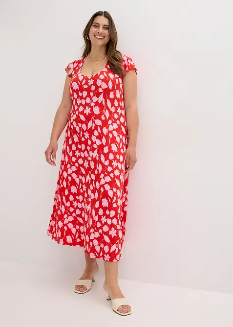 Gebloemde jersey jurk in een zachte viscosemix, bonprix