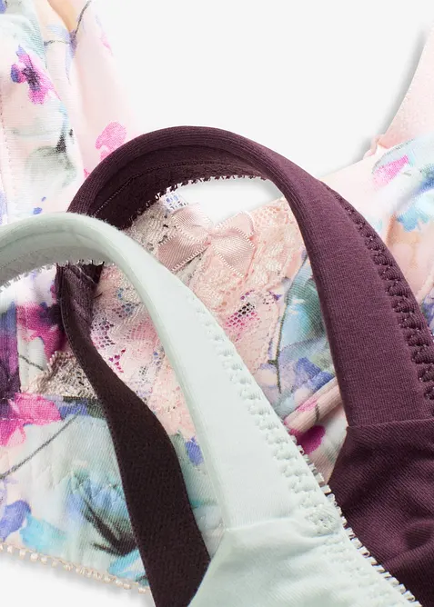 Bh zonder beugels met zacht biologisch katoen (set van 3), bonprix